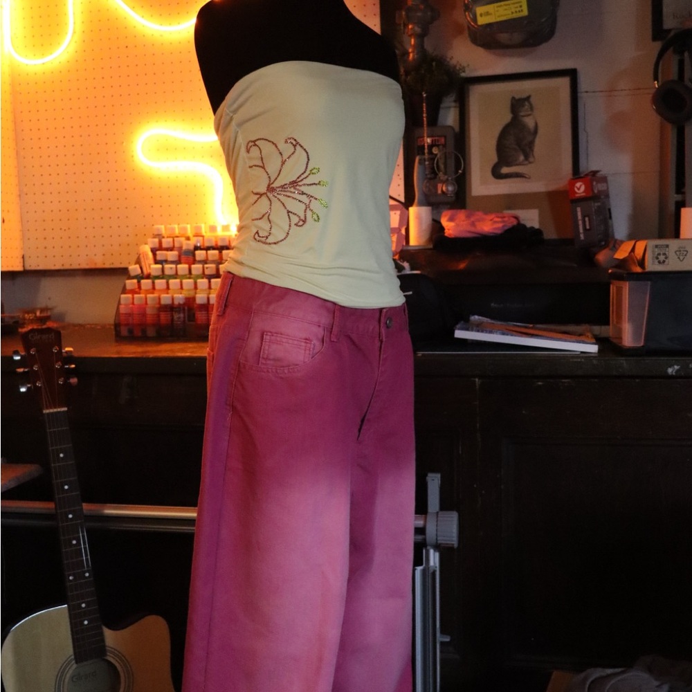 Handmade Rhinestone Lily Tube Top |  Custom Bedazzled Strapless Tank Top